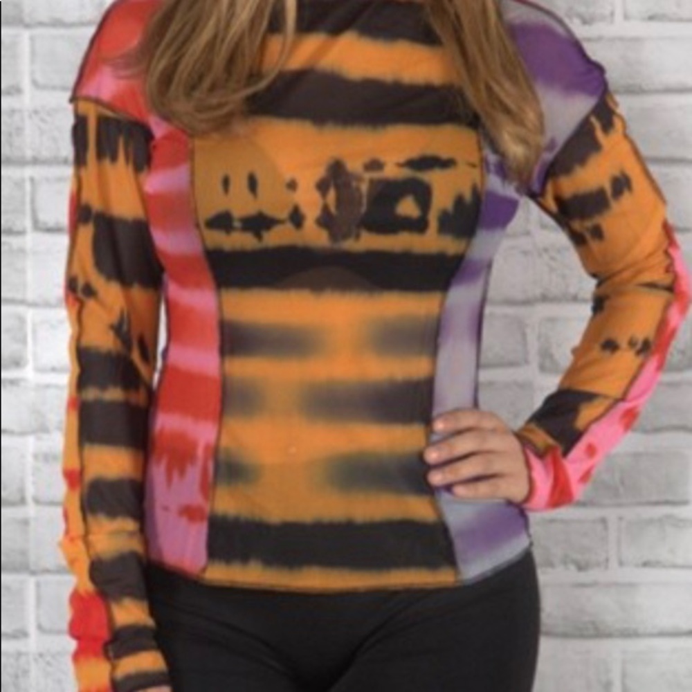Mesh Colorful turtleneck top